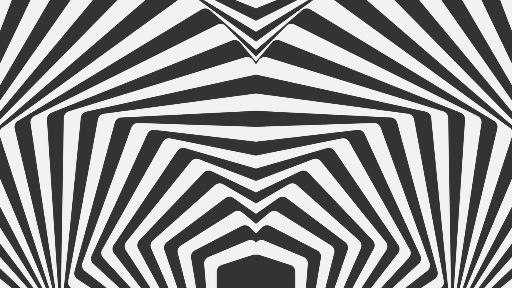Abstract geometric op-art pattern. Featuring bold black and white converging lines in perfect symmetry, creates a powerful optical illusion and sense of depth. vector