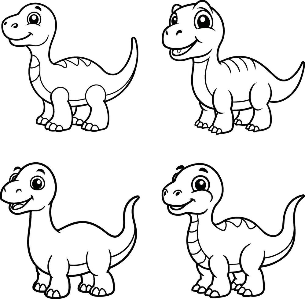 Cute cartoon dinosaur coloring page for kids educational activities and creative designs vector