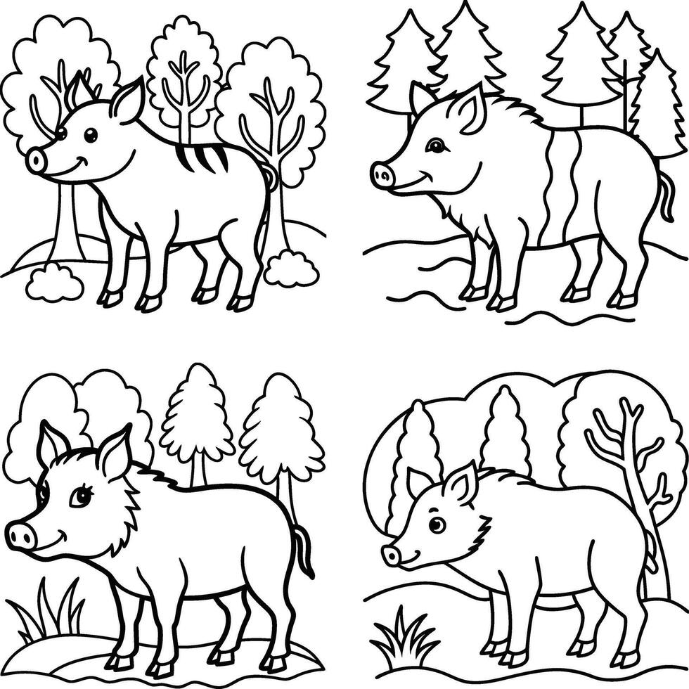 Lovely Creatures Coloring Collection for Everyone vector