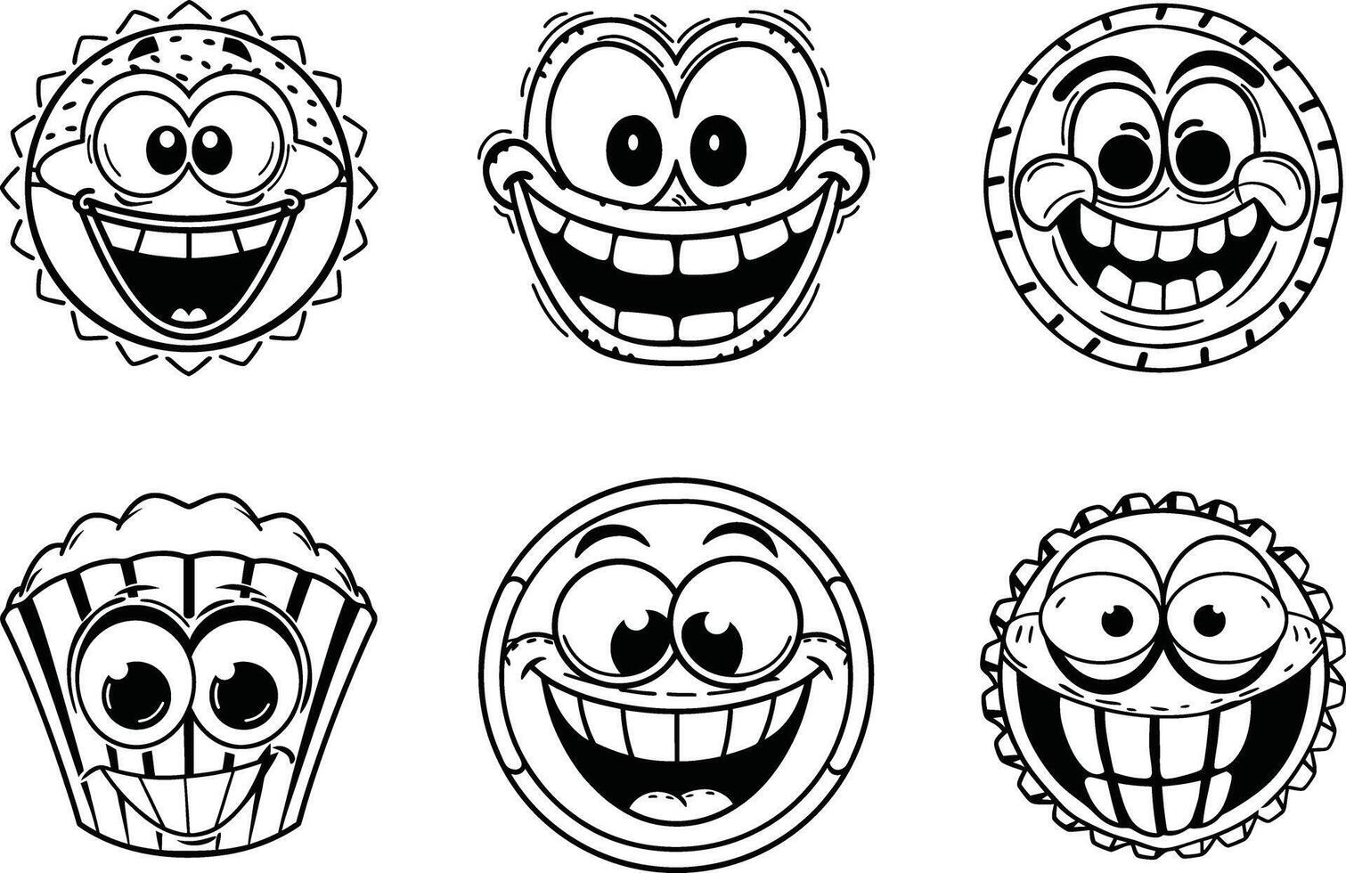 Collection of fun cartoon emoticons showing different expressions and happy faces vector