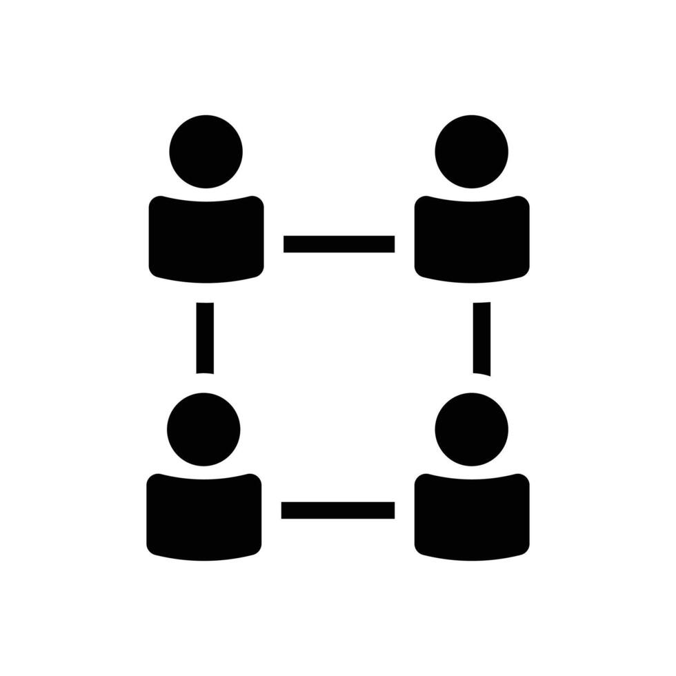 Square Team Network Icon Depicting Structured Teamwork and Interconnected Roles vector