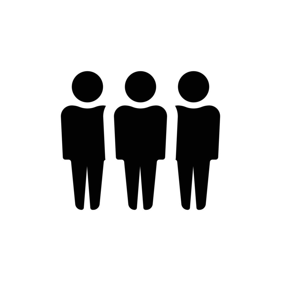 Silhouette icon of three people in a horizontal row vector