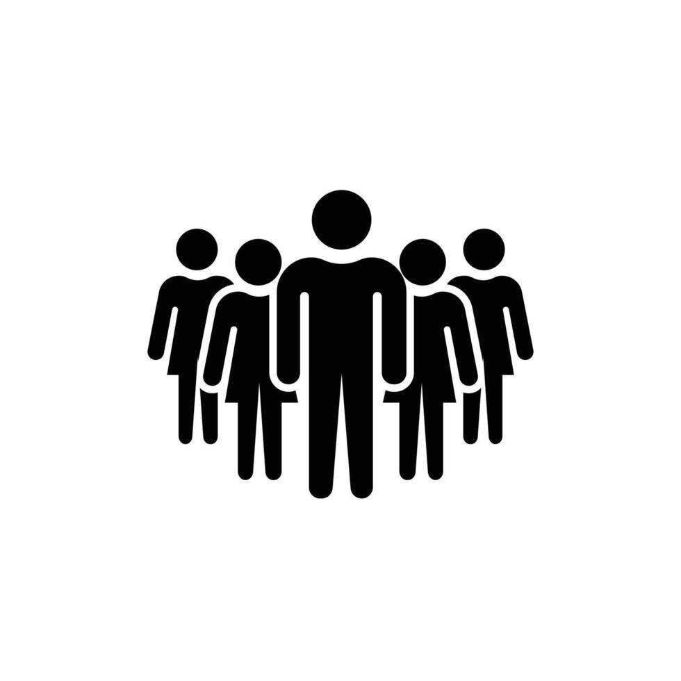 Inclusive group icon of five people in community silhouette vector