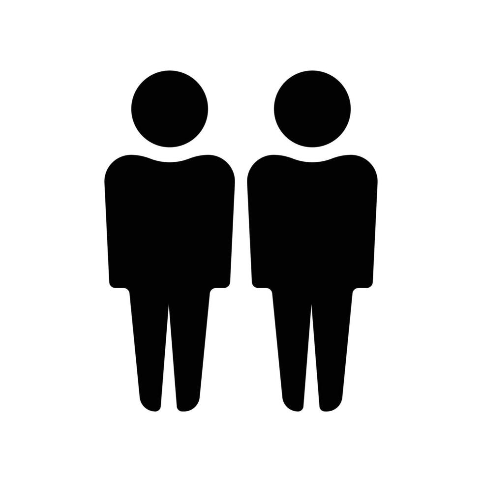 Minimal icon of two small people standing side by side vector
