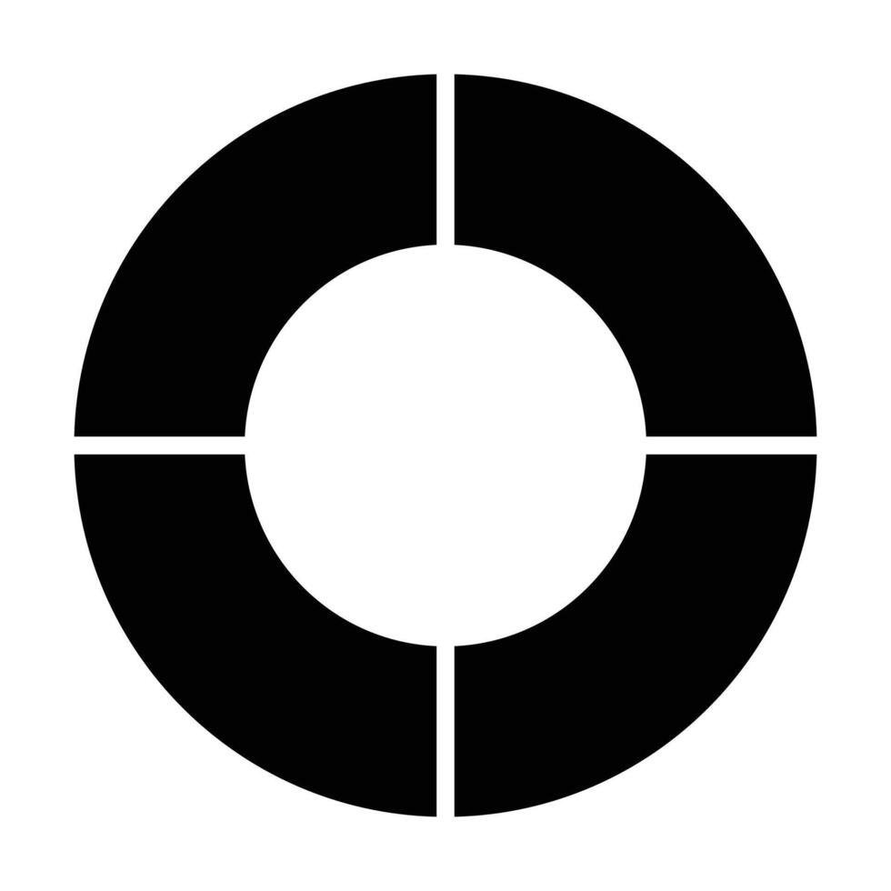 Flat Donut Chart Icon, Simple Circular Chart Data Symbol vector