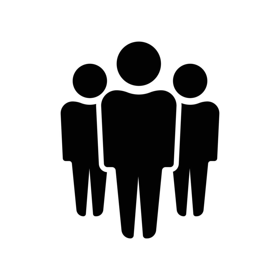 Group of three people icon in triangular layout silhouette vector