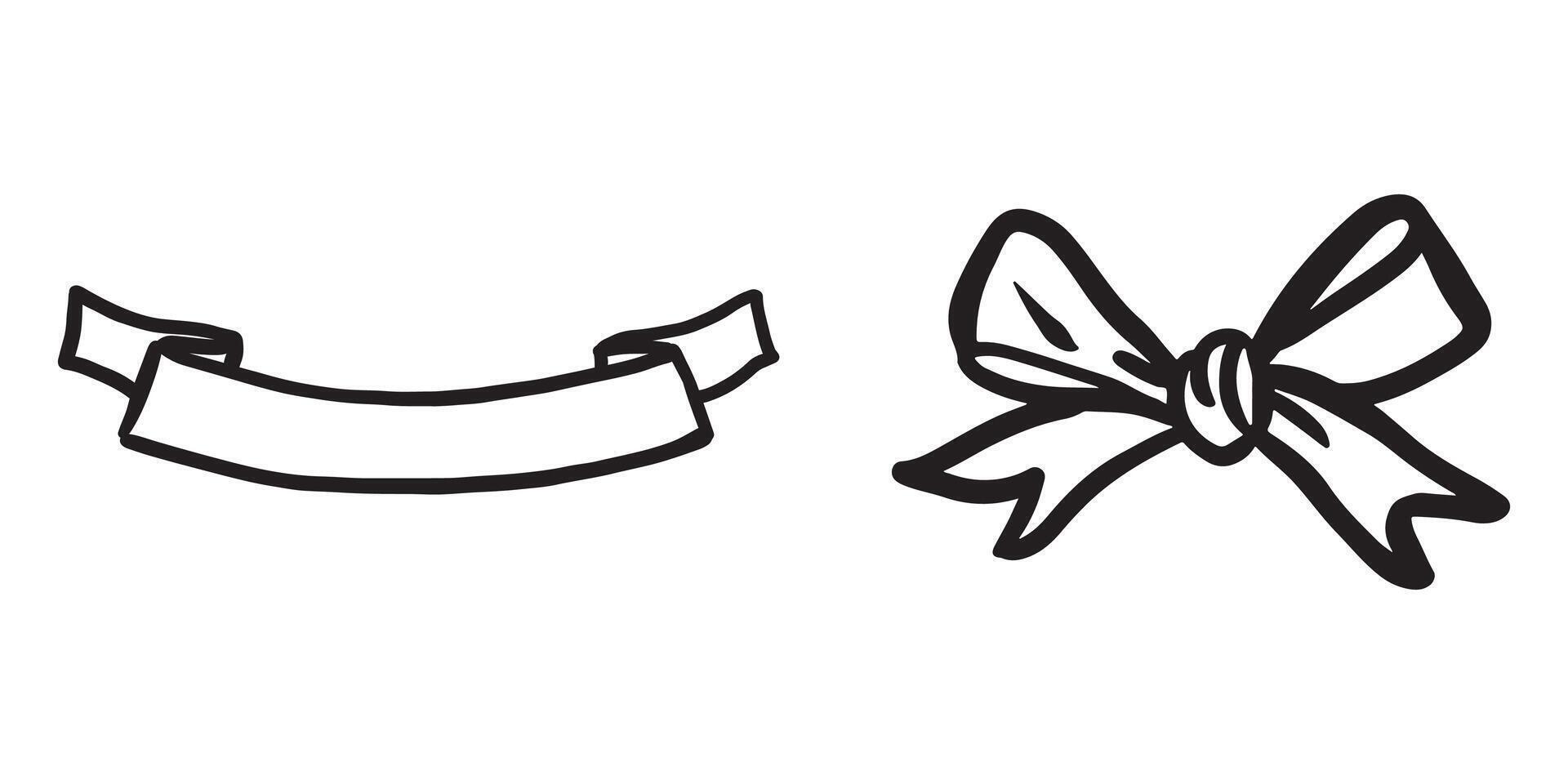 Hand Drawn Ribbon and Bow vector