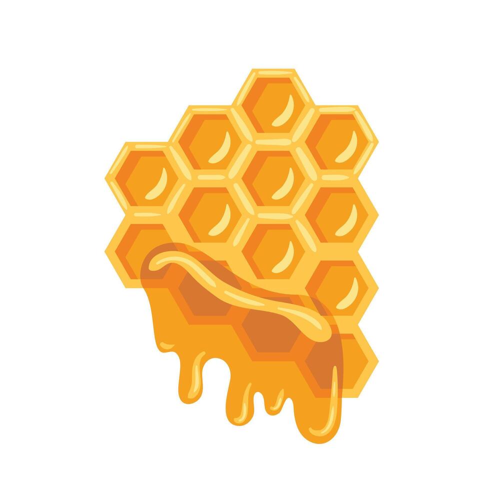 elegant illustration of honeycombs featuring intricate hexagonal cells filled with golden honey. This design captures the essence of nature, ideal for culinary, organic, and beekeeping themes. vector