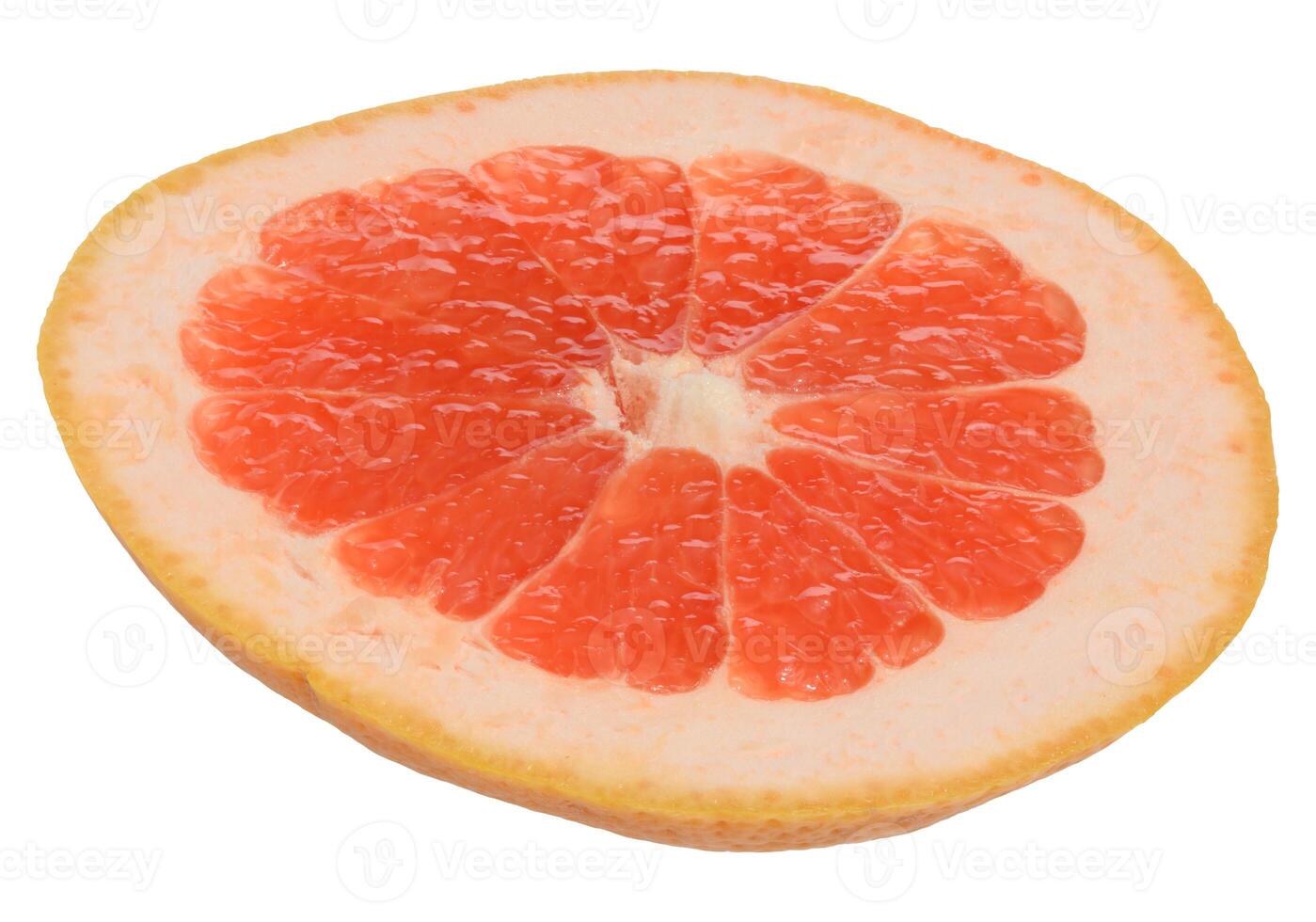 A slice of ripe grapefruit on an isolated background. photo