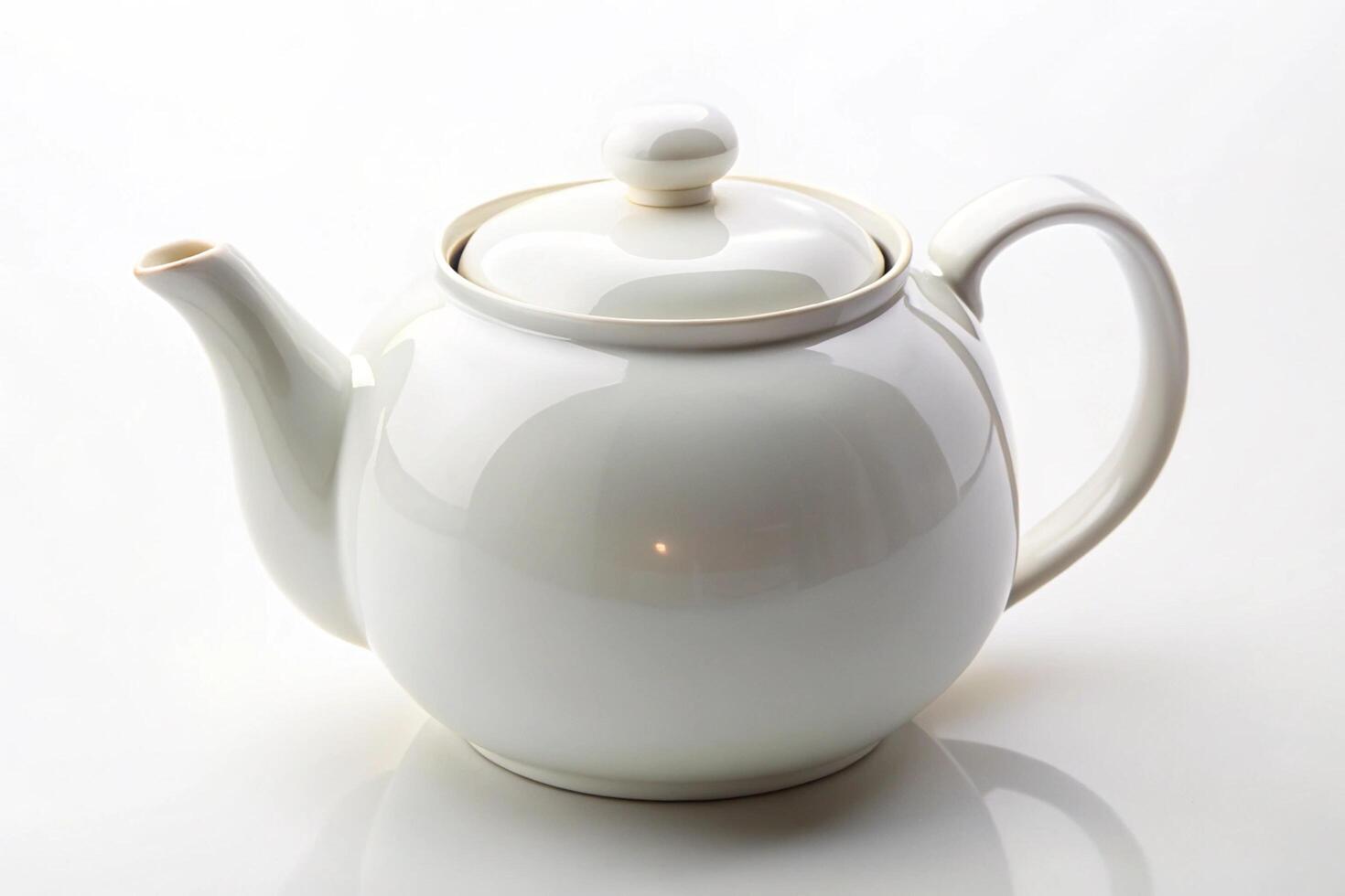 Beautifully crafted white teapot with a polished lid and smooth curves, ideal for serving tea in style with its contemporary and timeless design photo