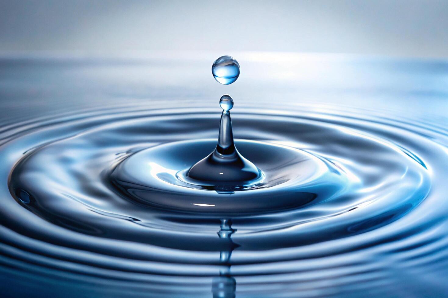 a water droplet creating ripples, symbolizing fluidity and freshness in a calming aquatic environment photo