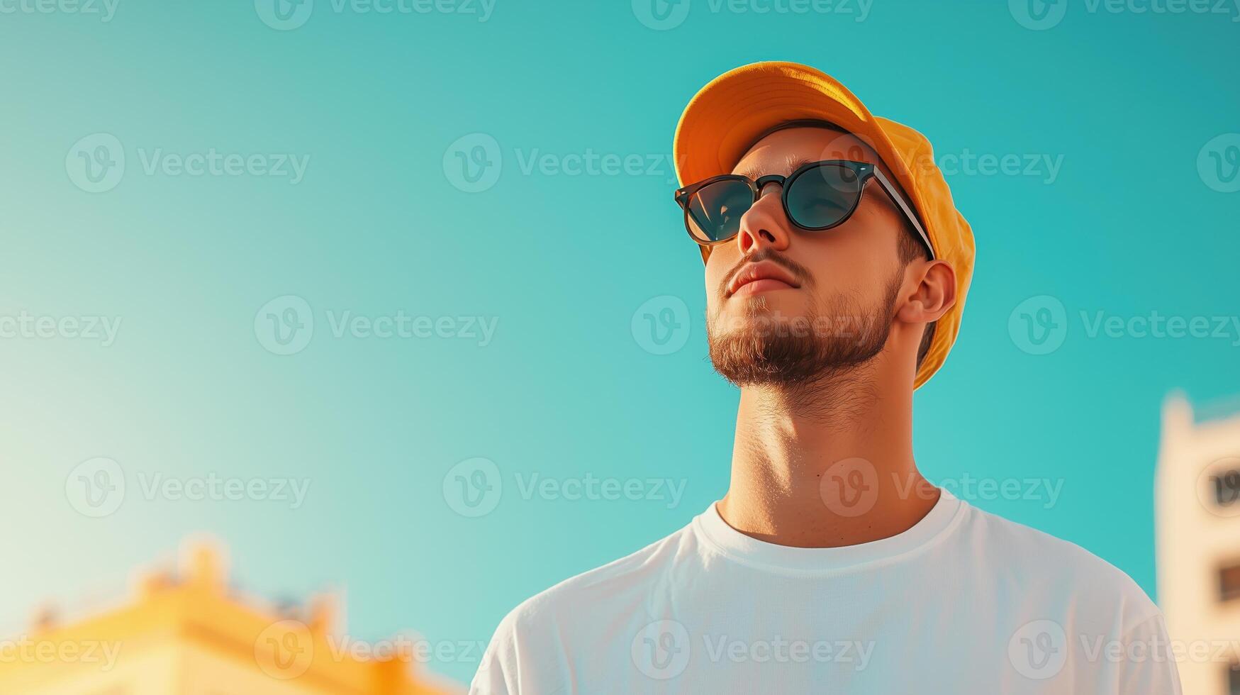 Contemporary Summer Look with Young Man in Urban Environment photo