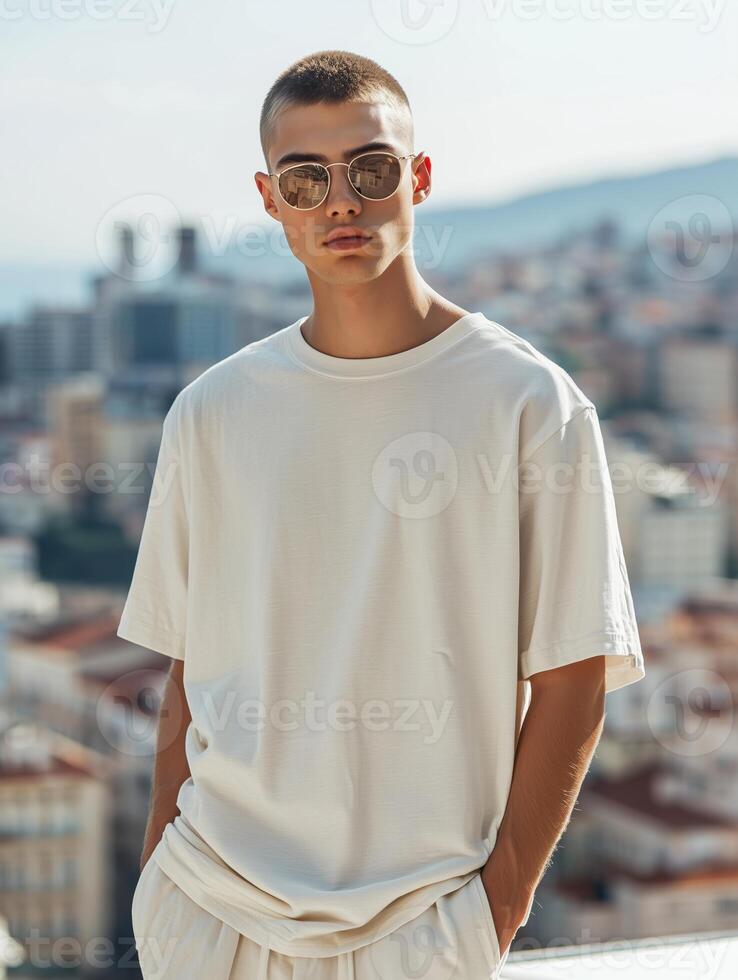 Redefining Casual Summer Wear in a Modern City Setting photo