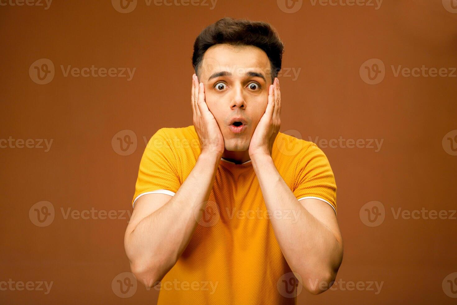 Indian model pics with a shocked or surprised expression. photo