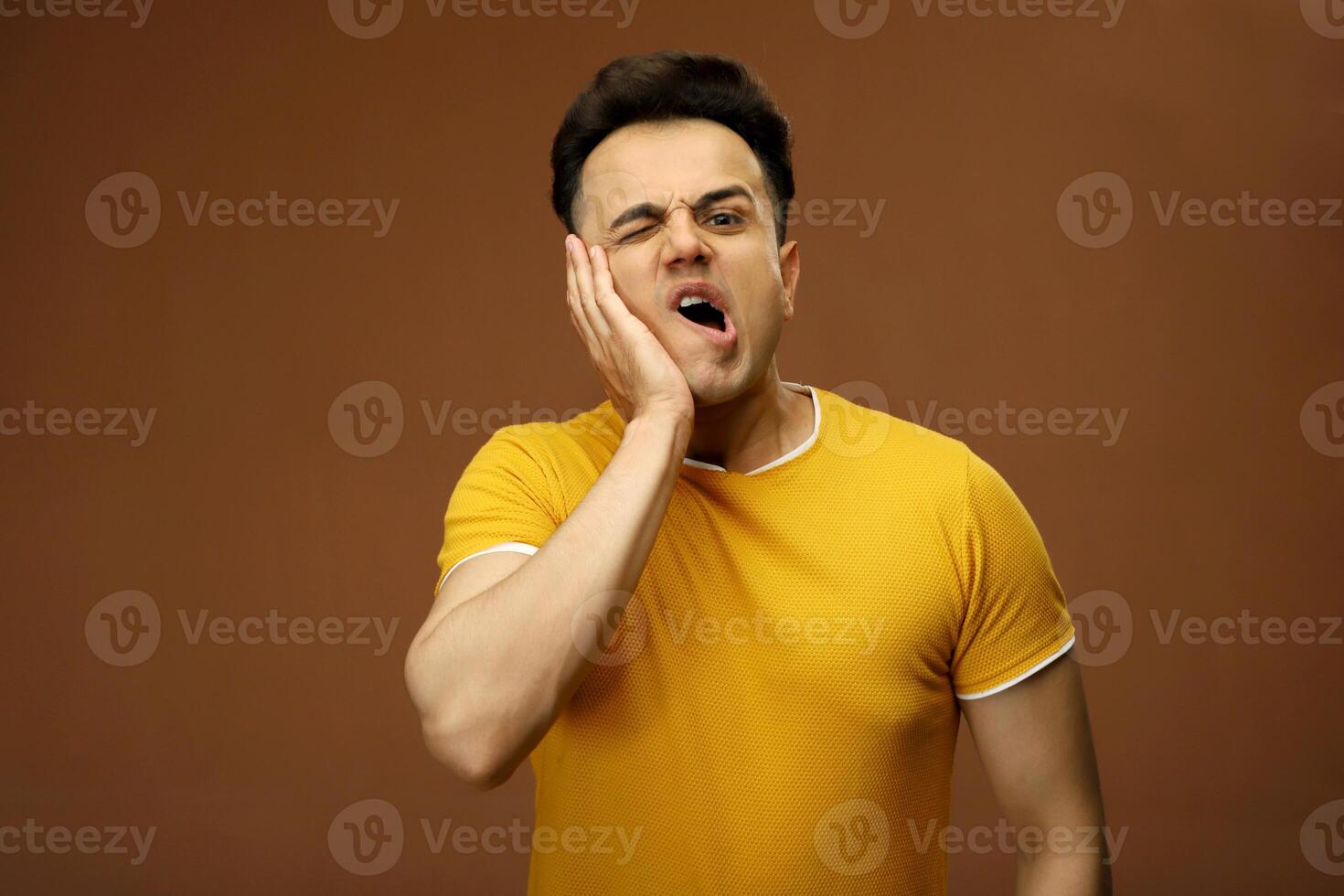 Asian male model is posing for dental advertisements photo