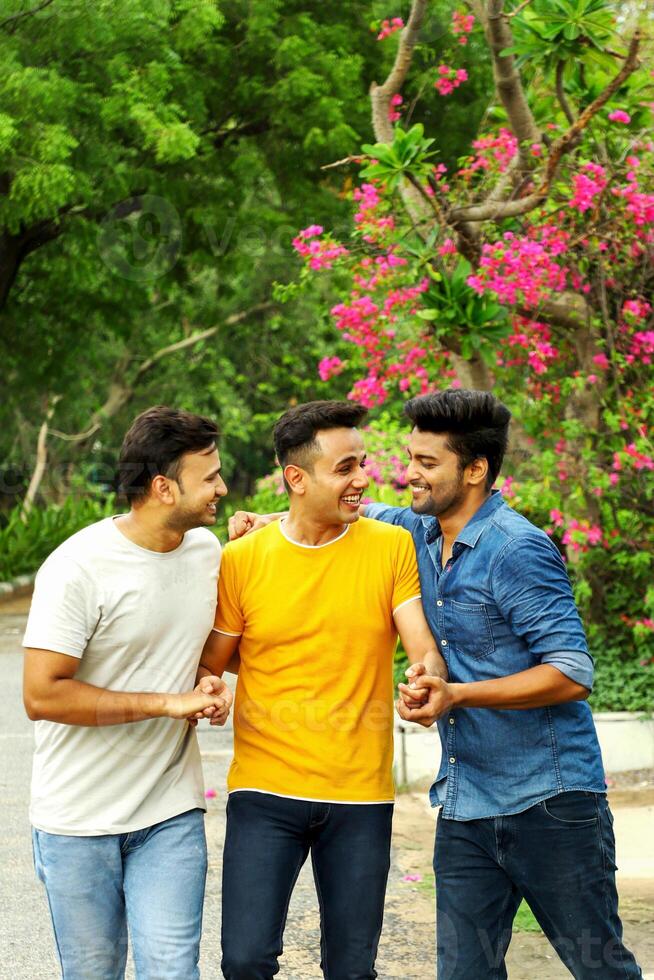 Cheerful Indian models having fun outdoors photo