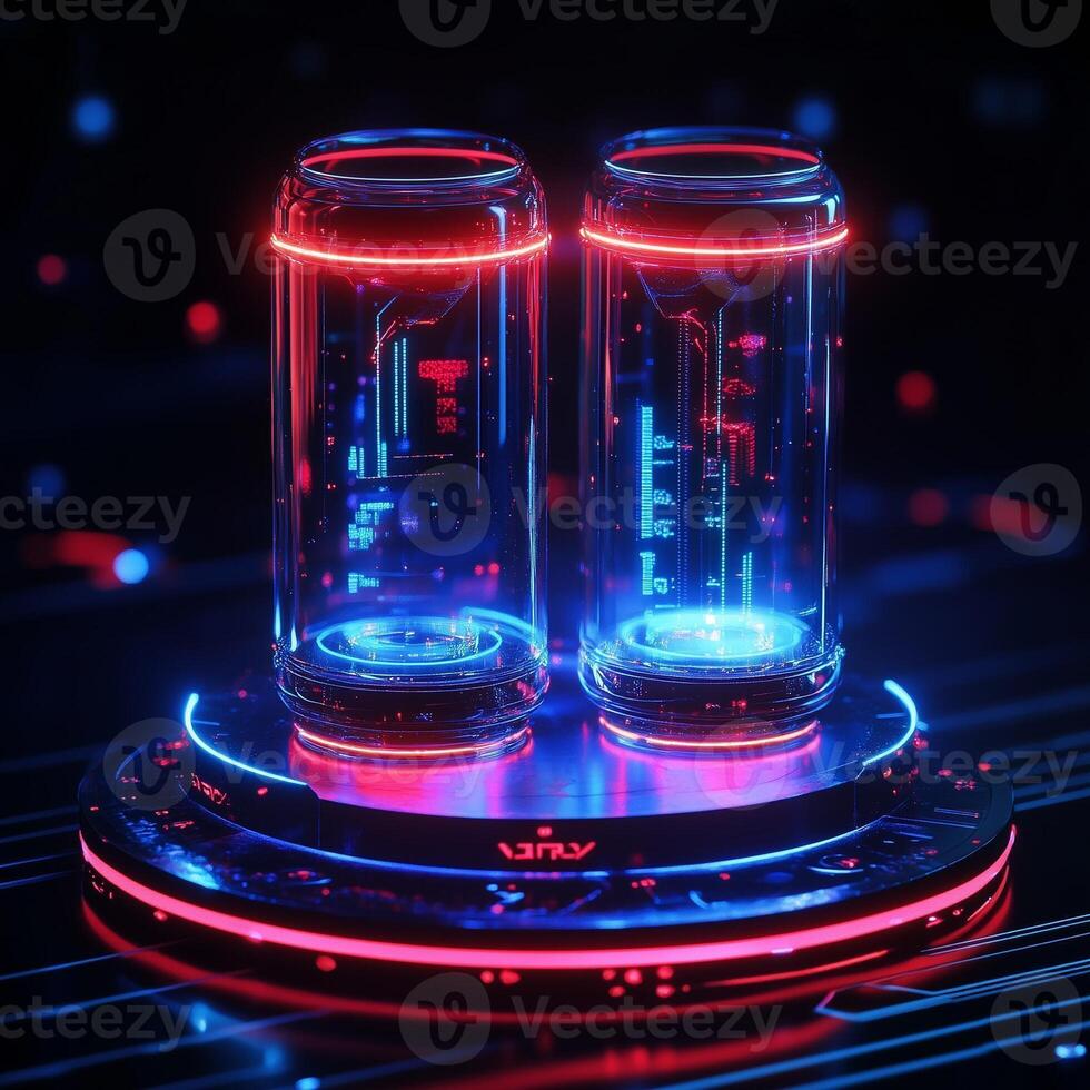 Exploring chemical reactions laboratory experiment science facility digital art futuristic setting close-up innovative concepts photo