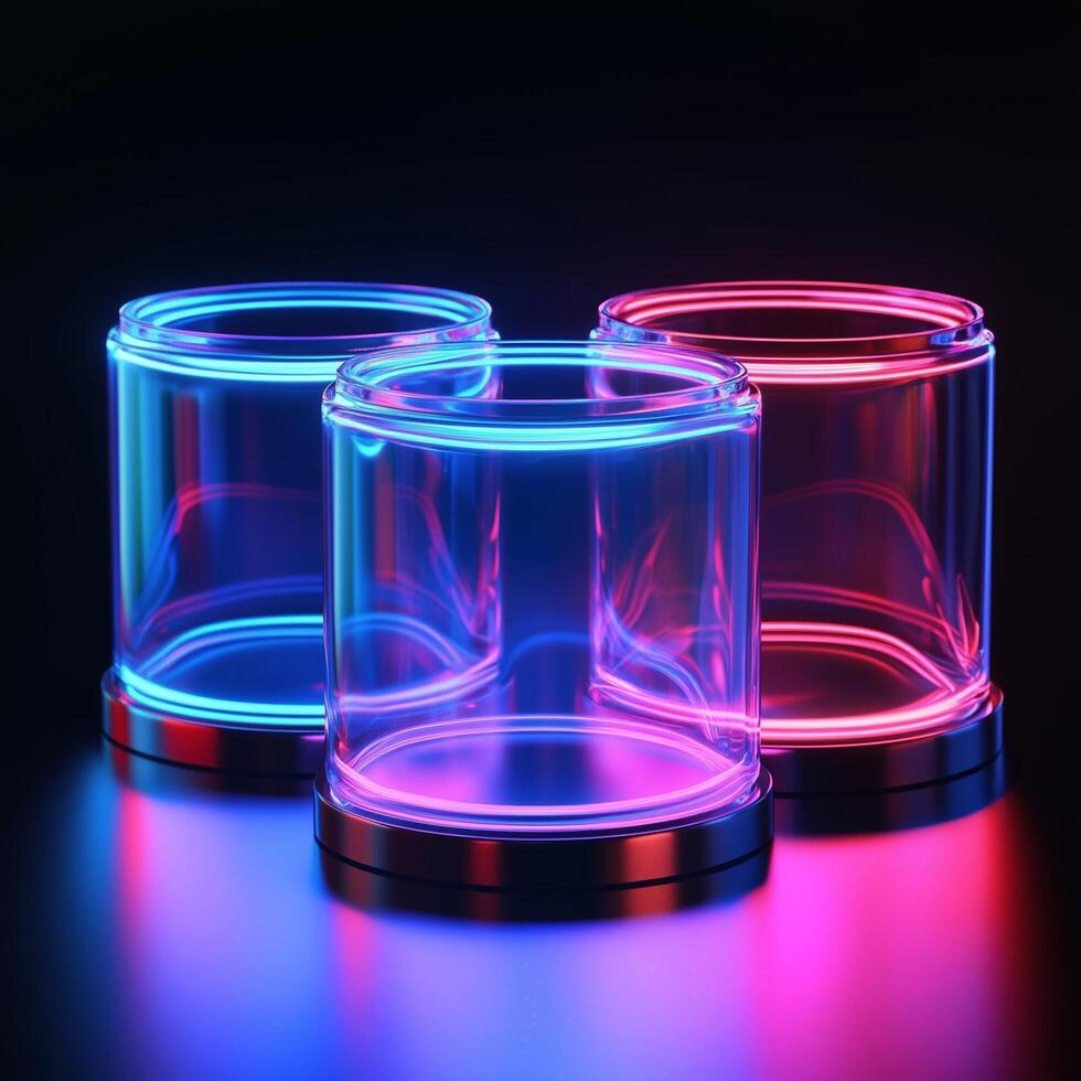 Vials of clear liquid laboratory setting product photography scientific environment close-up view innovation concept photo