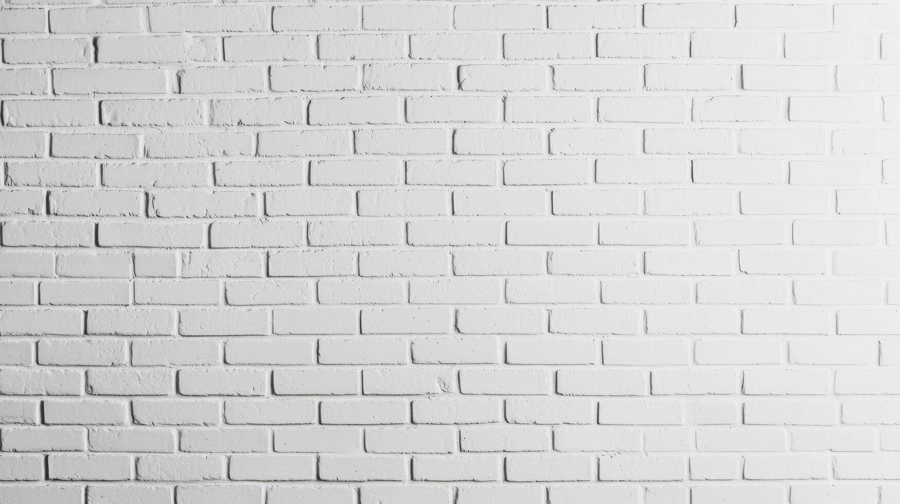 White Painted Brick Wall Texture with a clean and minimal appearance, showing rough surface details and linear brick pattern in a flat layout. photo