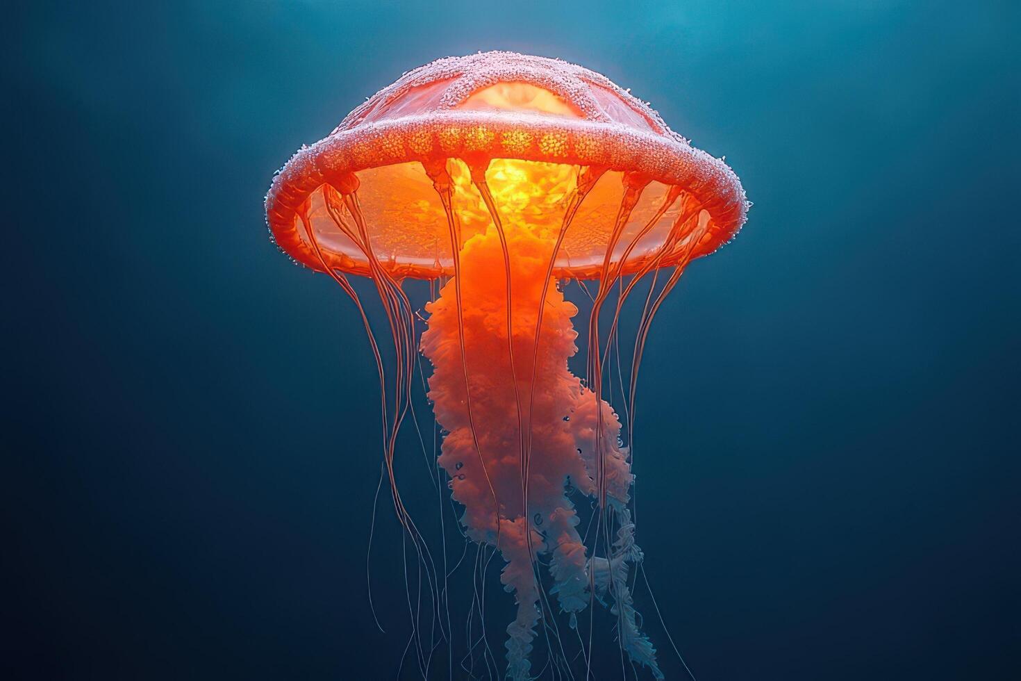 Radiant Orange Jellyfish Aglow photo