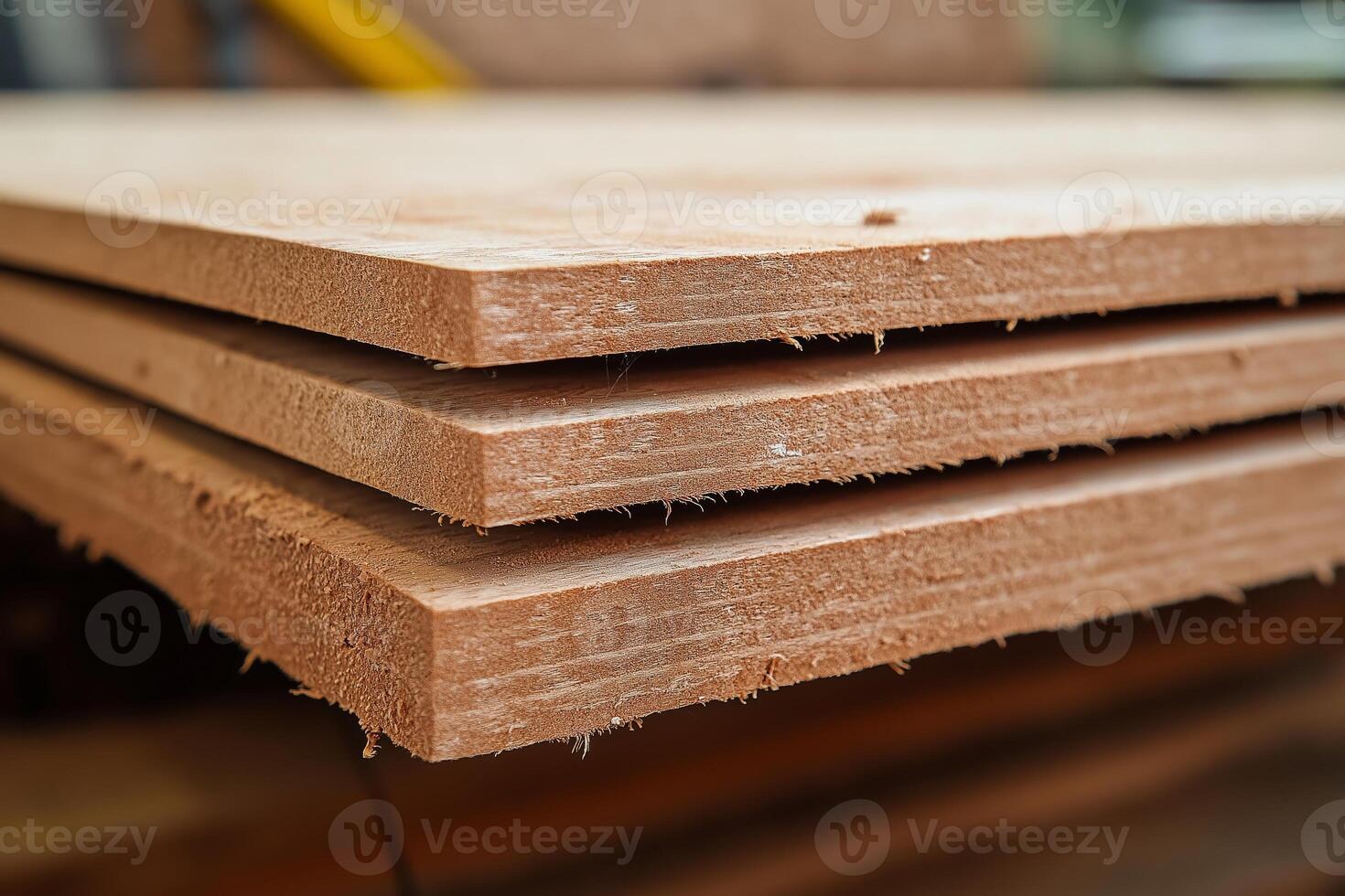 Wooden boards stacked in workshop during daylight for crafting projects photo