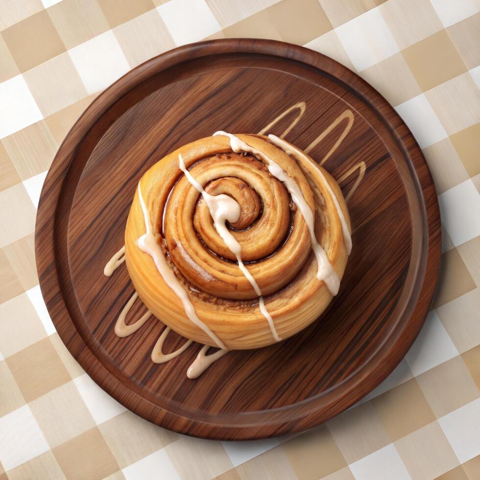 Close-Up of Cinnamon Pastry on Rustic Plate photo