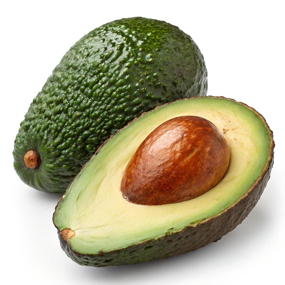 Textured Avocado Skin and Brown Interior in a Stunning Close-Up photo