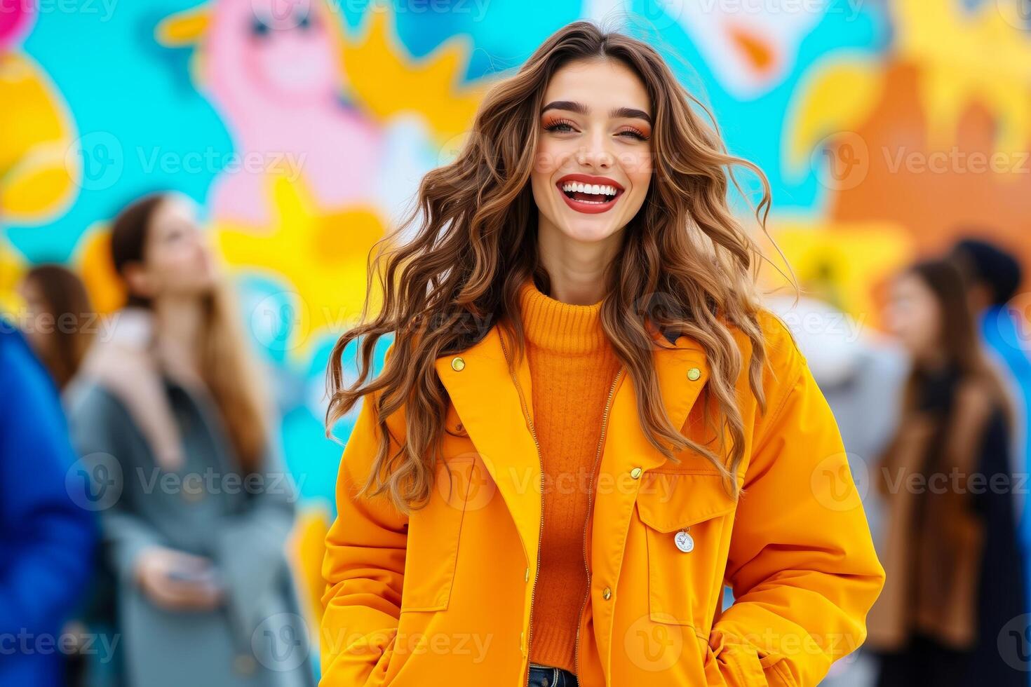 A woman in a bright yellow jacket smiles at the camera photo