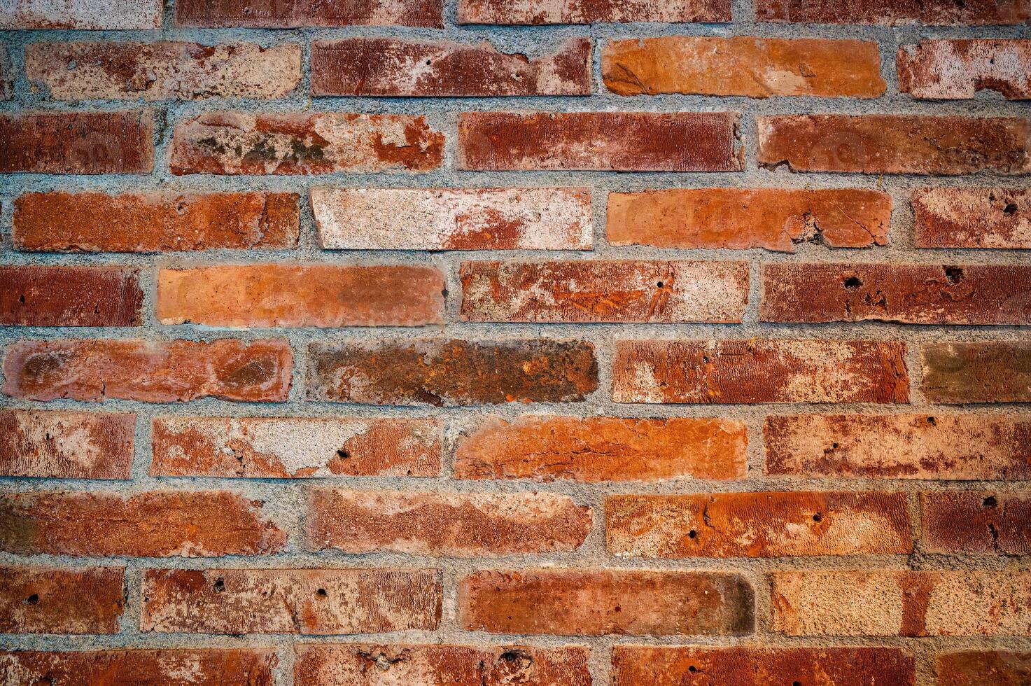 Weathered structure of orange brick wall background photo