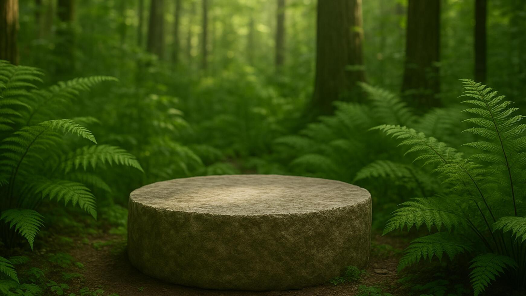 Podium in the forest product display photo