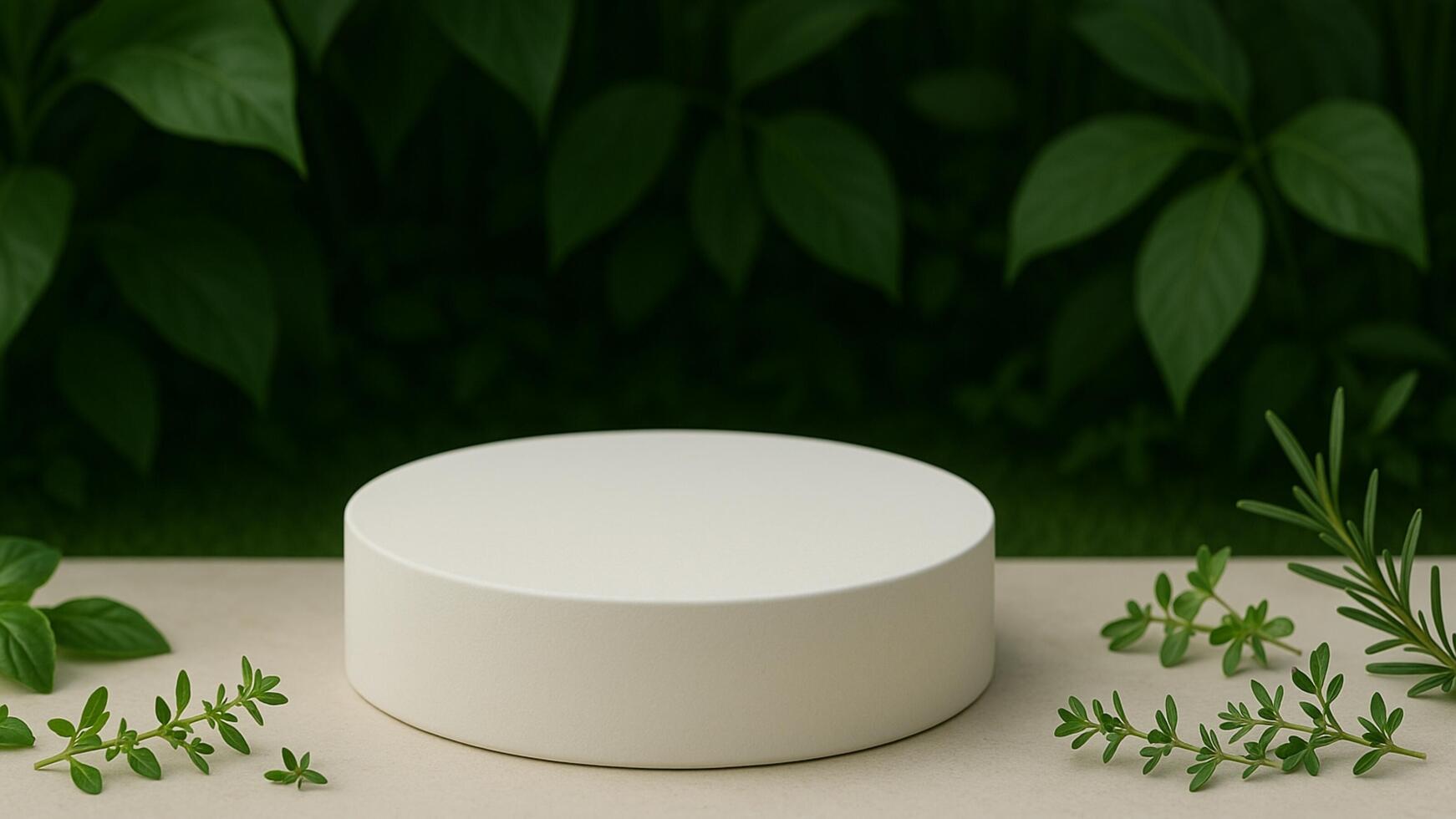 Leaves with White Podium Product Display photo