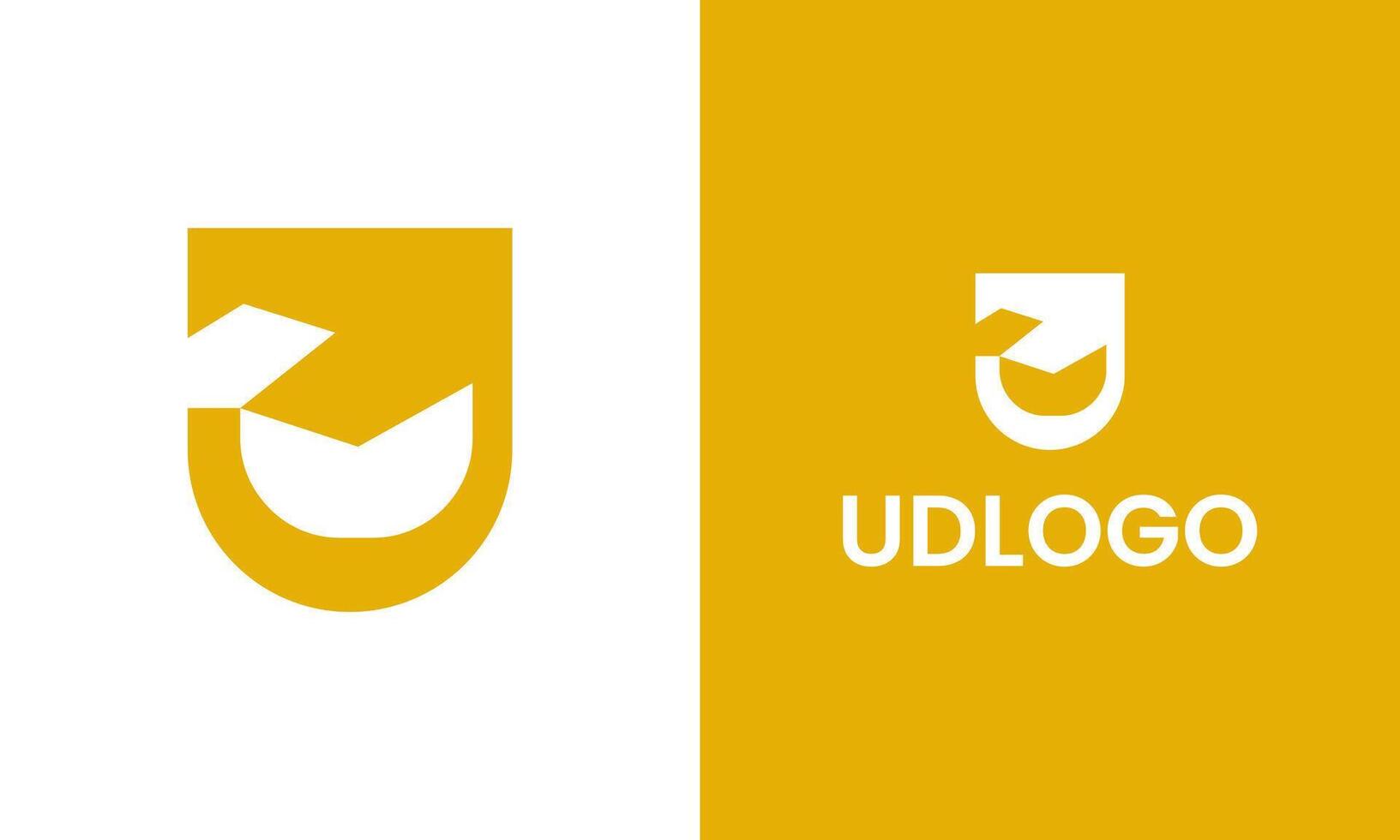 Modern U, D minimal business icon logo design template for brand vector