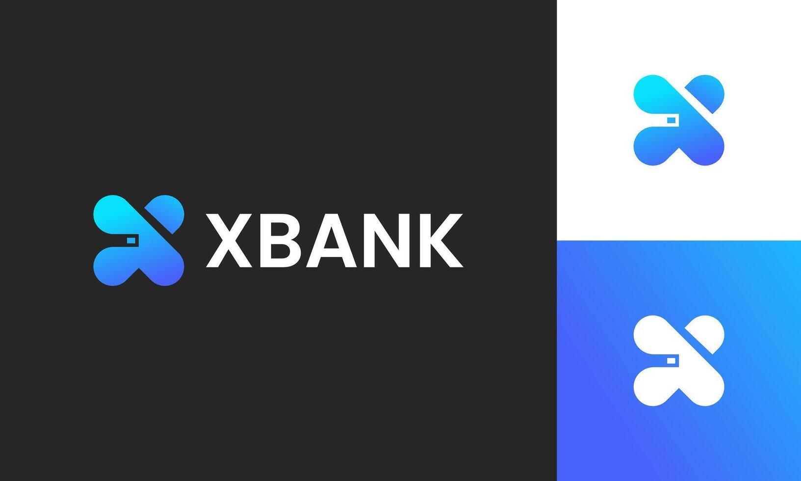X bank, money and wallet icon logo design template for business vector