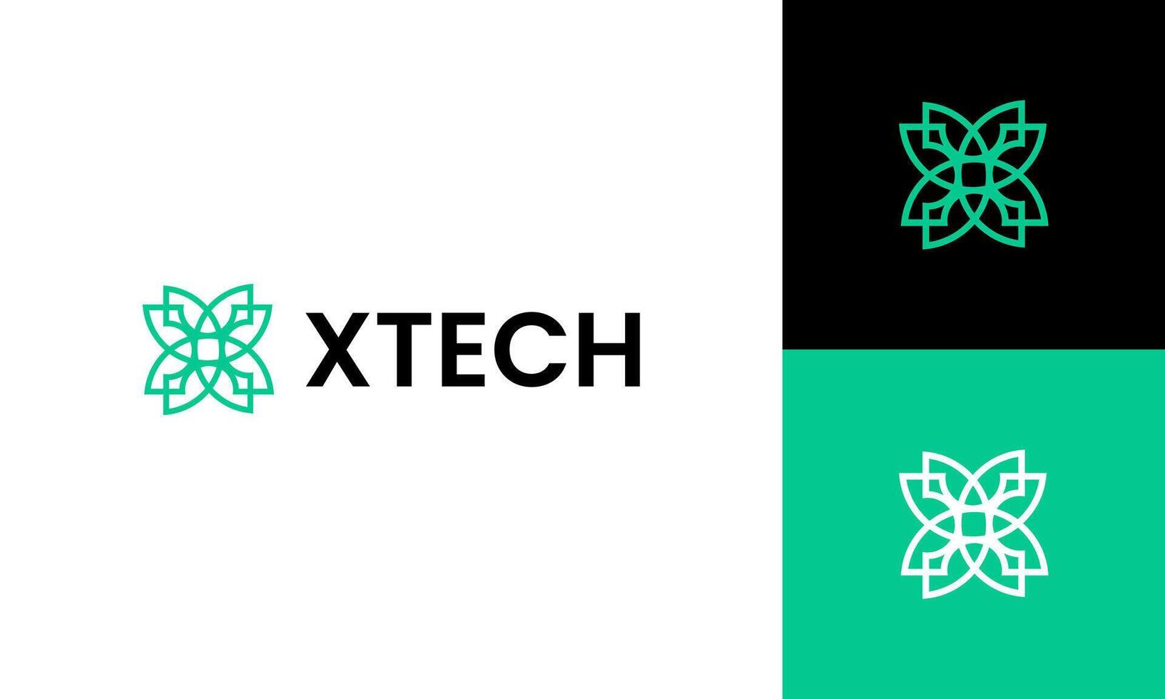 Letter X logo design with technology and nature sign combination for business vector