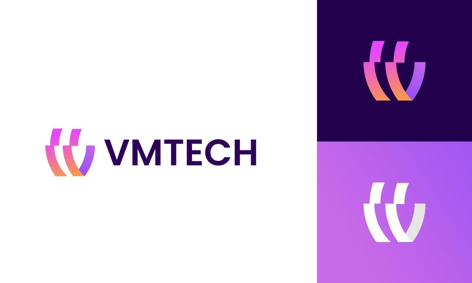 Modern letter V, M with technology logo design template vector