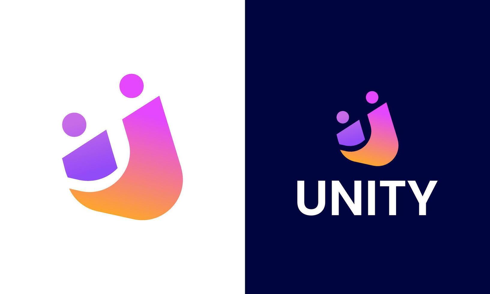 Modern People and Unity with Letter U logo design template vector