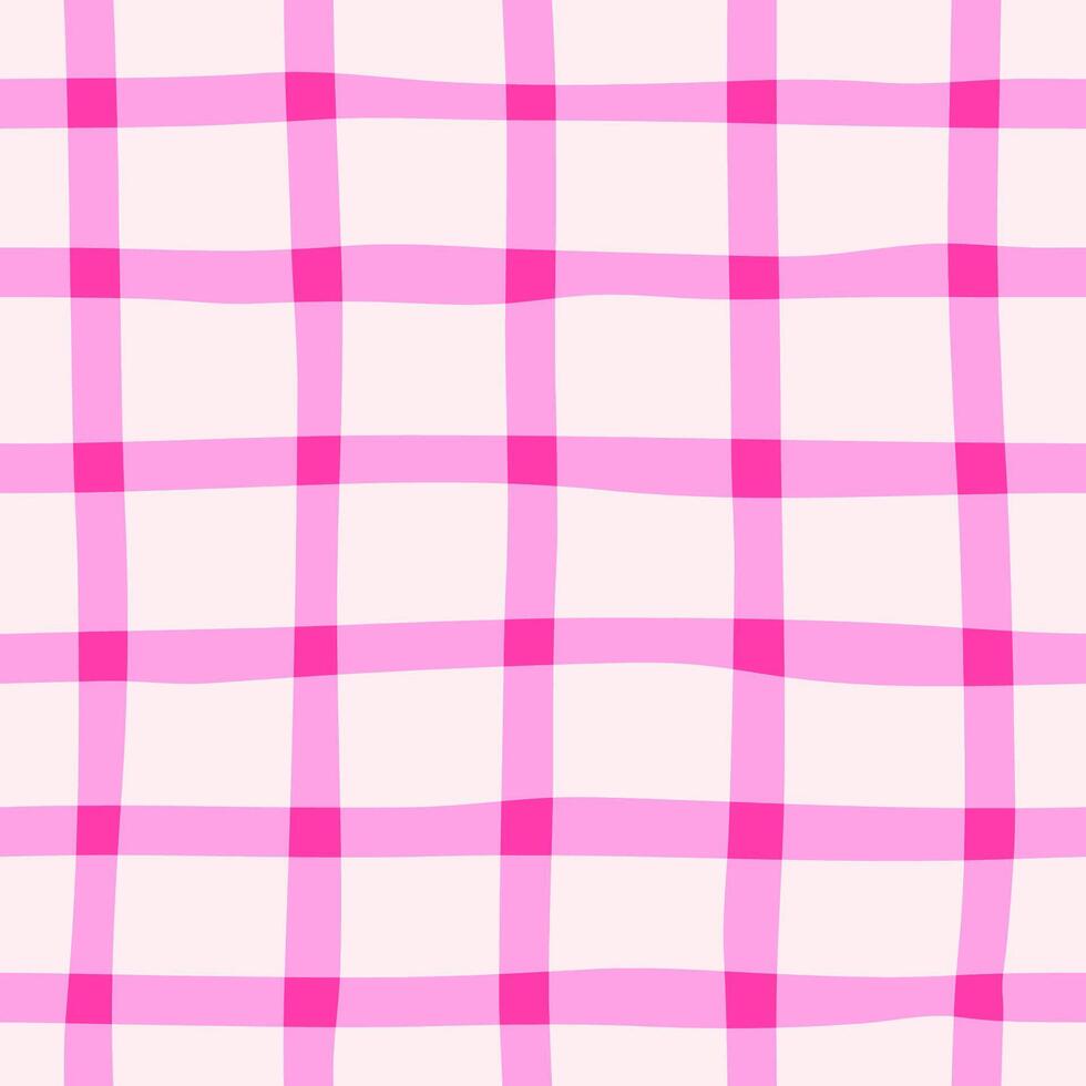 Coquette Pink Checkered Seamless Pattern. Charming Hand Drawn Gingham Design with Picnic Romance and Vintage Style. Ideal for Valentines Day Crafts, Fashion Textiles, and Cute Paper Goods. vector