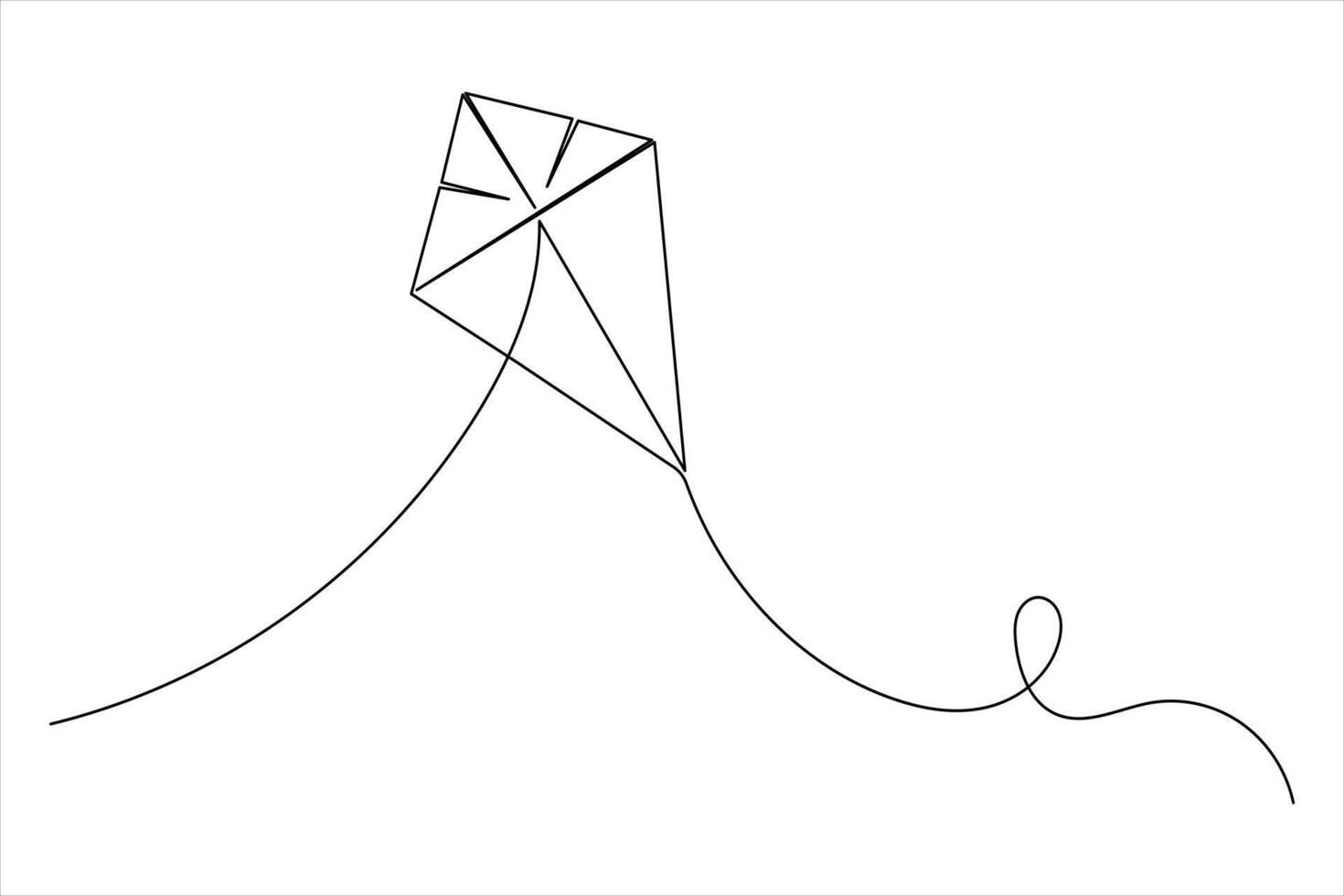 Minimal Kite Single Line Drawing Style vector