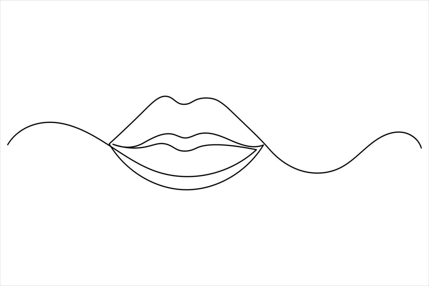 Lip Icon One Line Drawing Minimalist Outline vector