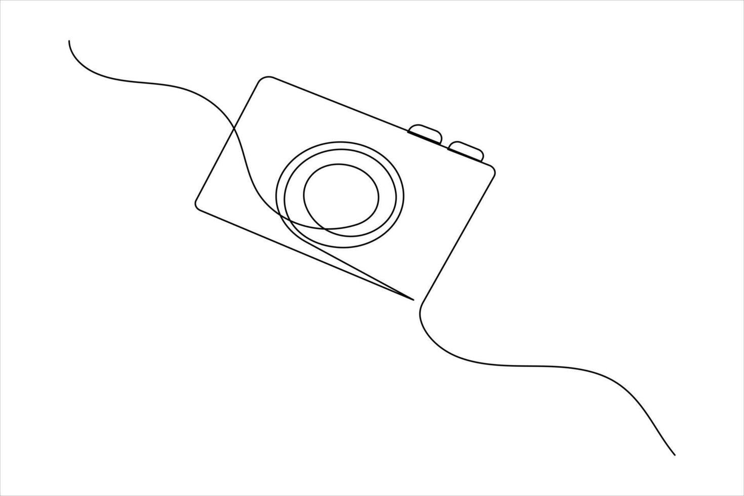 One line drawing of a camera icon in clean style vector