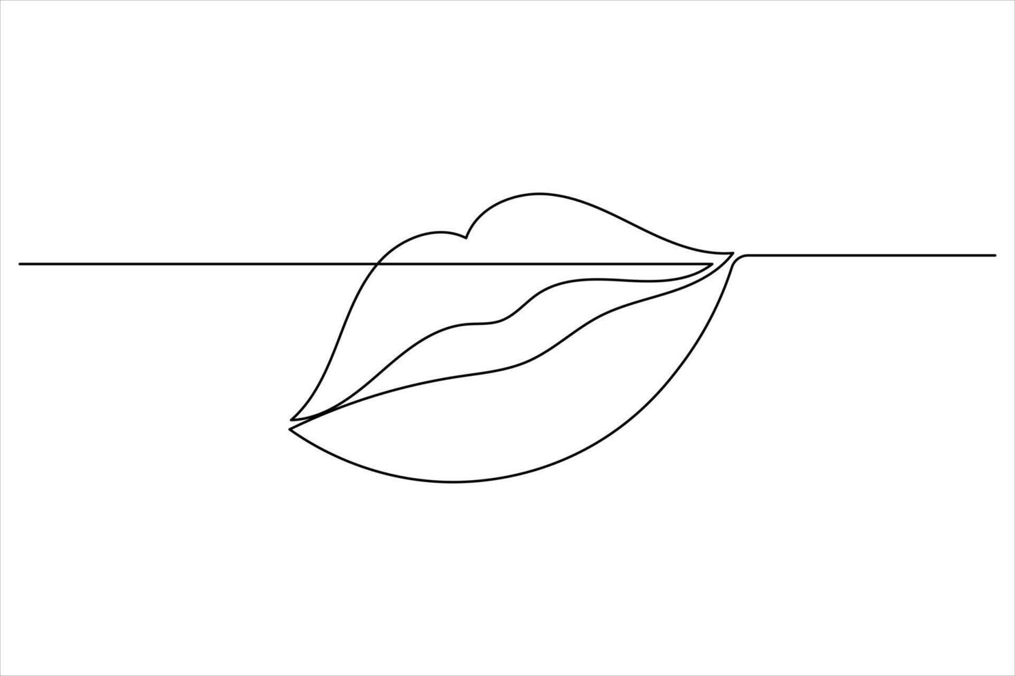 Minimalist Lips Drawing One Line Art Icon vector