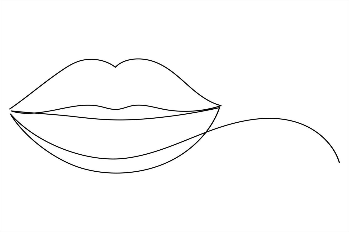 Continuous Line Lips Illustration Simple Outline vector