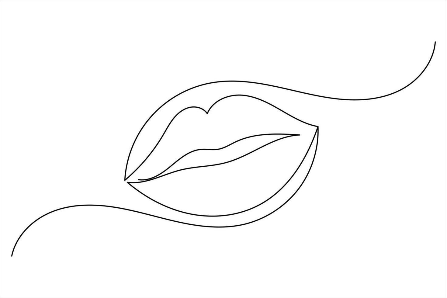 Single Line Lips Icon Stylish Outline Art vector