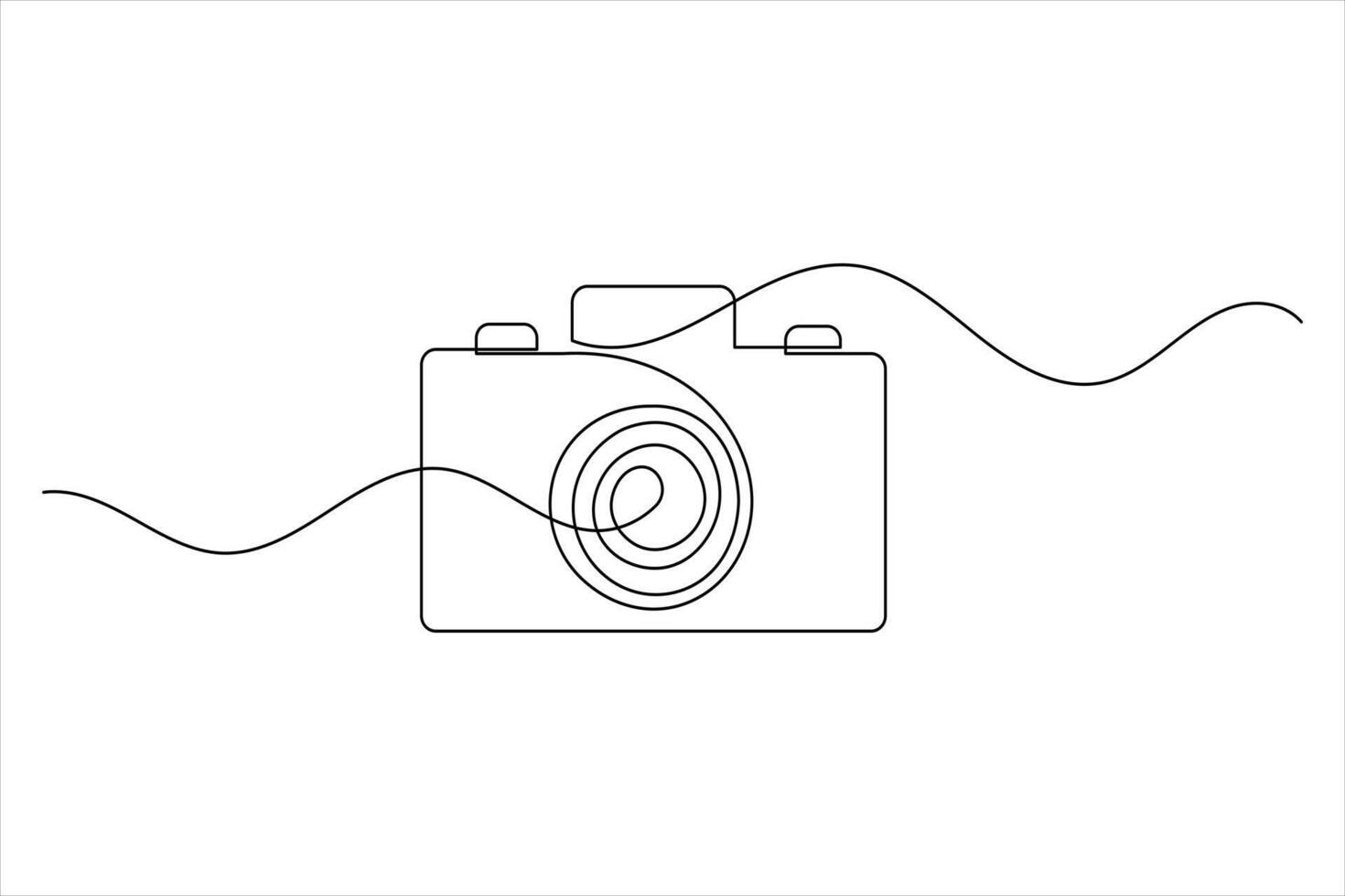 Minimalist camera icon one line drawing illustration vector