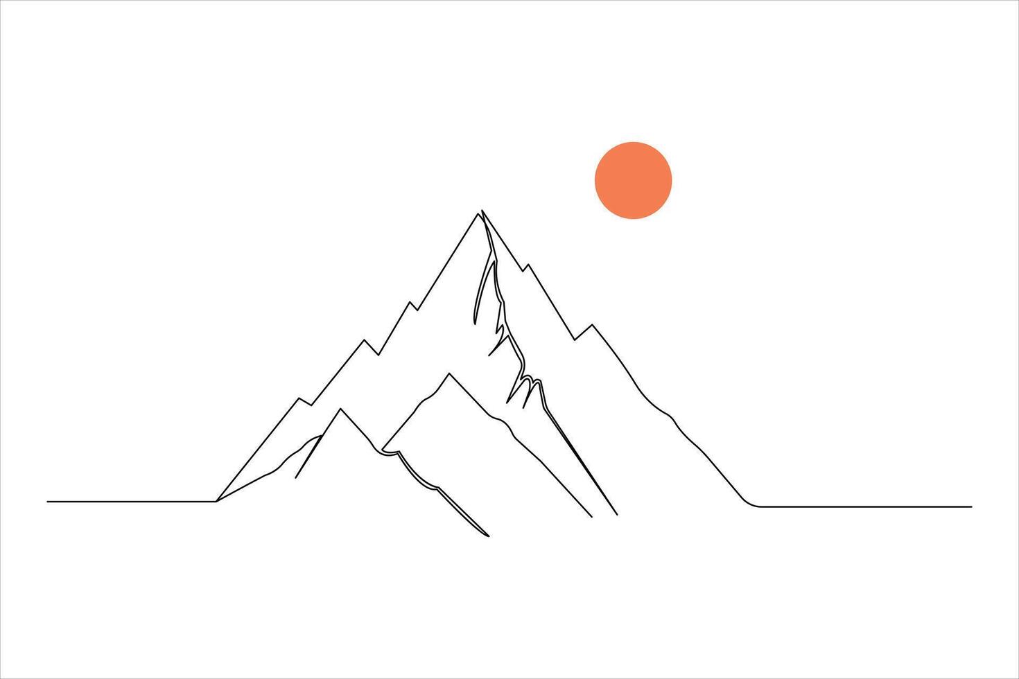 One Line Drawing of a Simple Mountain Icon vector