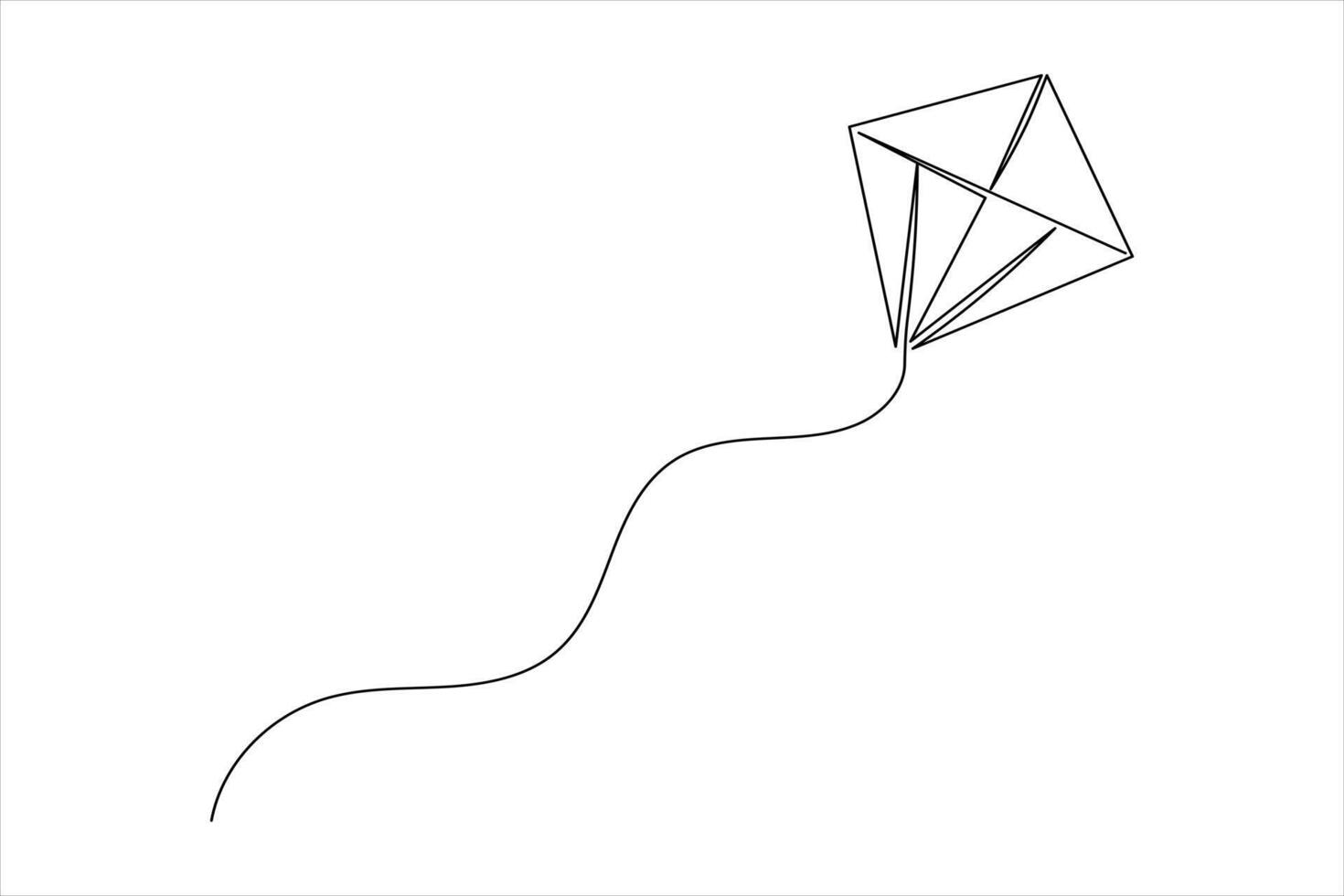 Kite Outline Isolated One Line Sketch vector