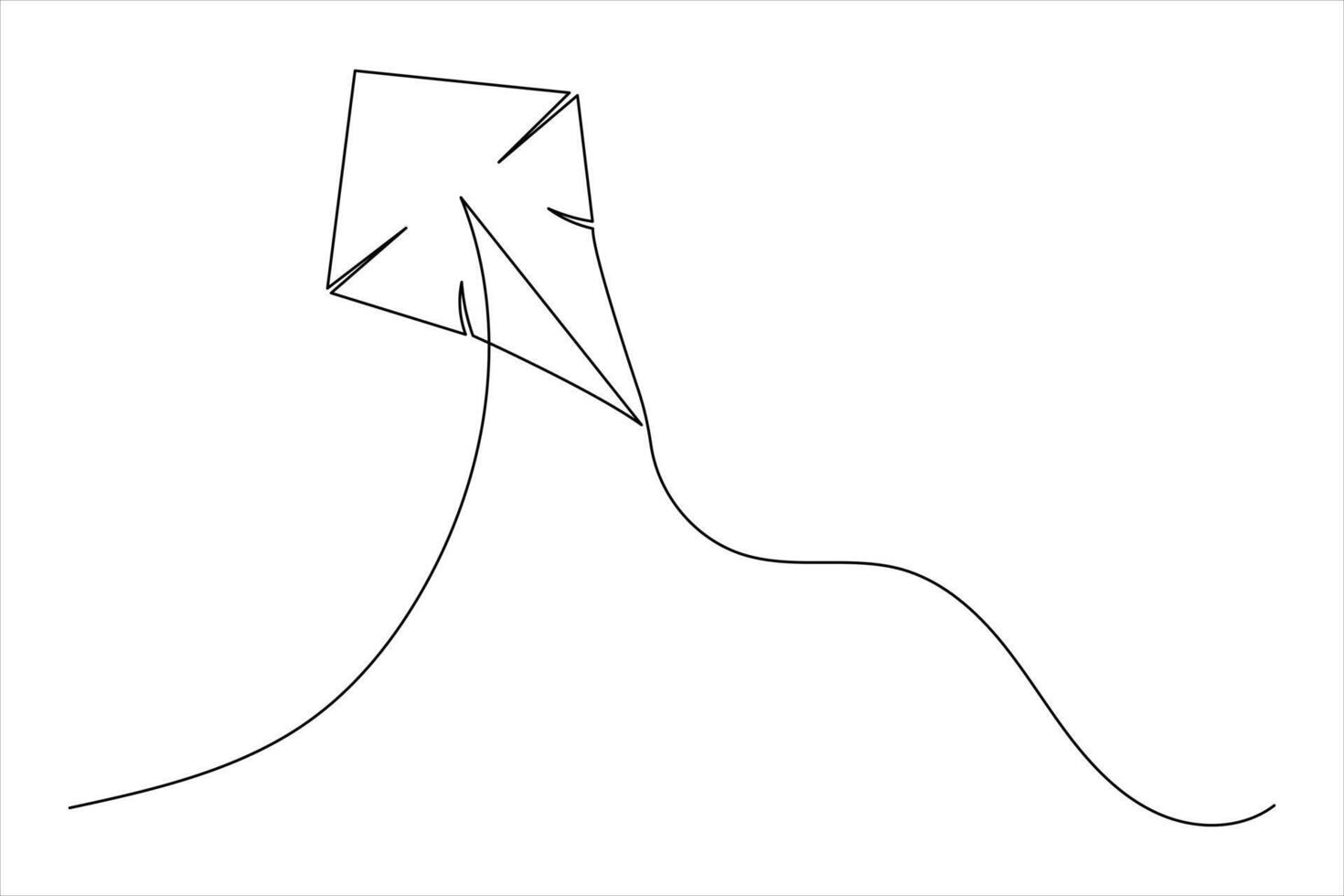 Minimalist Kite Icon One Line Drawing vector