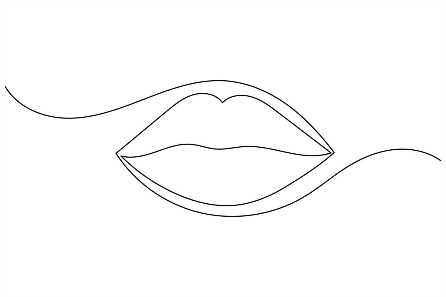 Minimal Beauty Icon Lips in Continuous Line Art Style vector