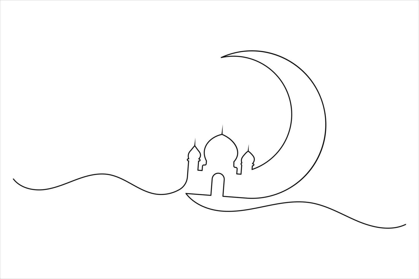 One Line Illustration of Islamic Icon in Simple Style vector