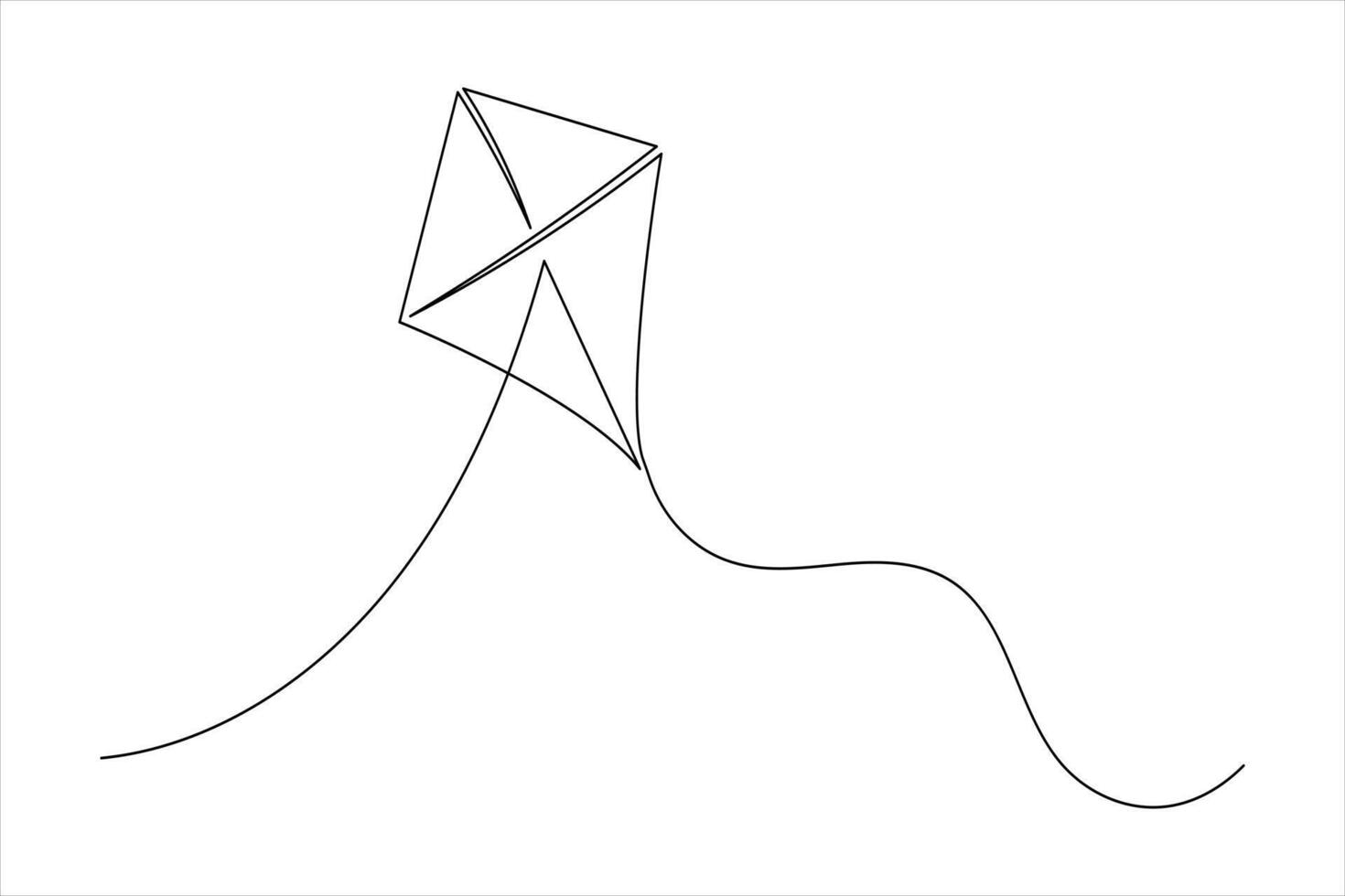 Simple Kite Drawing Minimalist Outline vector